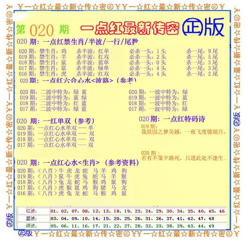 020期一点红最新传密[图]