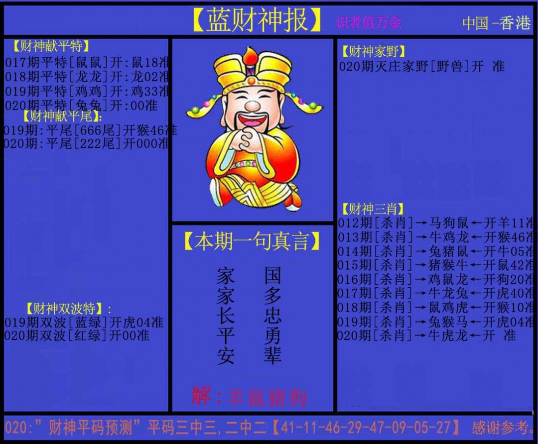 020期蓝财神[图]