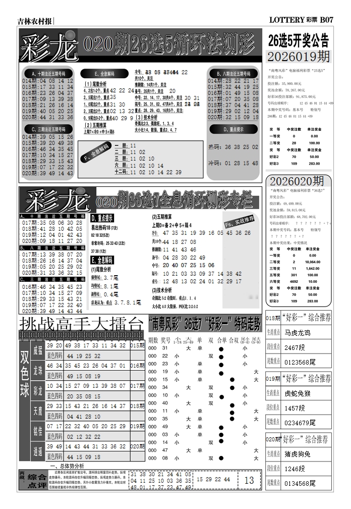 020期七星彩图(高清)D[图]