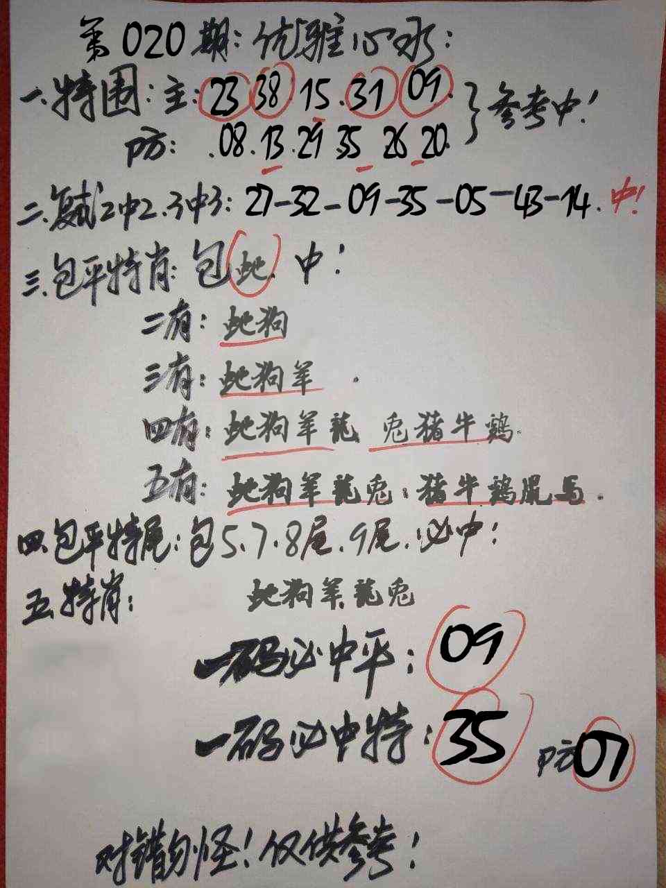 020期优雅心水[图]